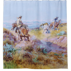 "When Cows Were Wild" von Charles M Russell Duschvorhang