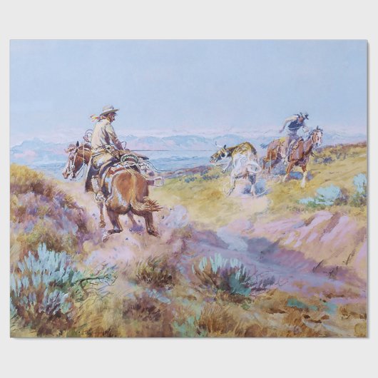 "When Cows Were Wild" von Charles M Russell Geschenkpapier (Flach)