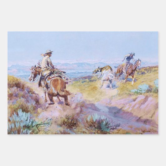 "When Cows Were Wild" von Charles M Russell Geschenkpapier Set (Vorderseite 2)