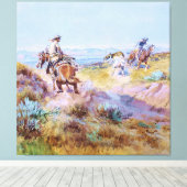 "When Cows Were Wild" von Charles M Russell Leinwanddruck (Insitu (Holzboden))