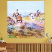 "When Cows Were Wild" von Charles M Russell Leinwanddruck (Insitu (Wohnzimmer))