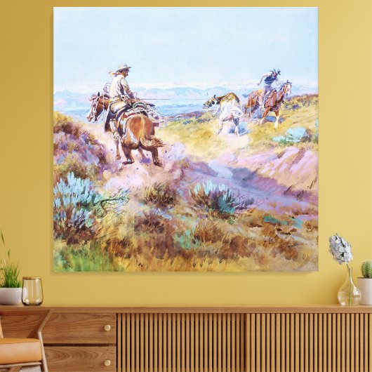 "When Cows Were Wild" von Charles M Russell Leinwanddruck (Insitu (Wohnzimmer))