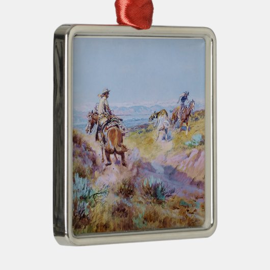 "When Cows Were Wild" von Charles M Russell Ornament Aus Metall (Rechts)