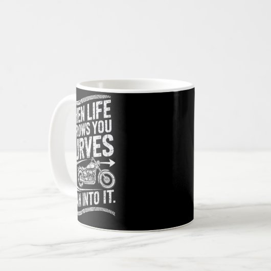 When Life Throws You Curves Lean Into It Motorcycl Kaffeetasse (Vorderseite Links)