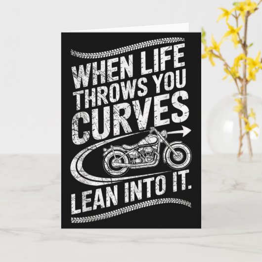 When Life Throws You Curves Lean Into It Motorcycl Karte (Gelbe Blume)