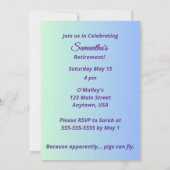 When Pigs Fly, Flying Pig Balloon Party Einladung (Rückseite)