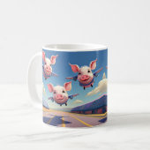 When Pigs Fly Funny Airplane Pigs Kaffeetasse (Vorderseite Links)