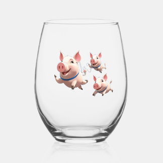 When Pigs Fly Funny Personalized Flying Pigs Weinglas Ohne Stiel