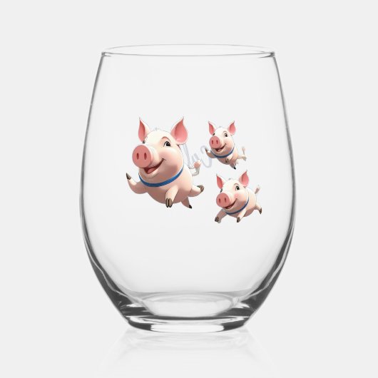 When Pigs Fly Funny Personalized Flying Pigs Weinglas Ohne Stiel (Vorderseite)