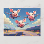 When Pigs Fly Funny Pigs Airport Postkarte (Vorderseite)