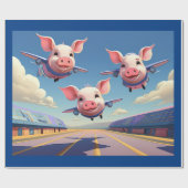 When Pigs Fly Funny Winged Pigs Airplanes Geschenkpapier (Flach)