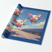 When Pigs Fly Funny Winged Pigs Airplanes Geschenkpapier (Ungerollt)