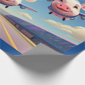 When Pigs Fly Funny Winged Pigs Airplanes Geschenkpapier (Ecke)