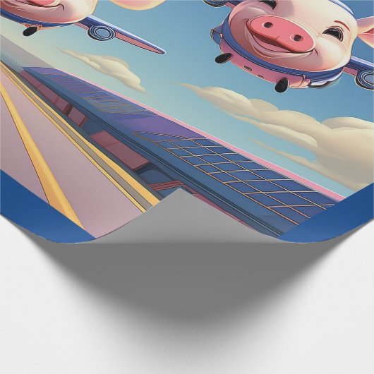 When Pigs Fly Funny Winged Pigs Airplanes Geschenkpapier (Ecke)