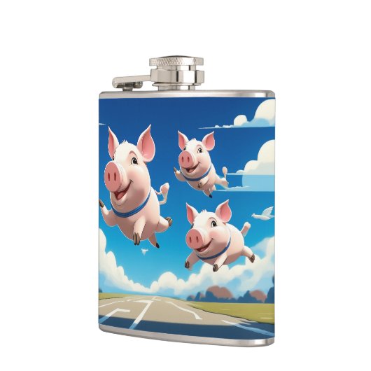 When Pigs Fly Funny Winged Pigs Flachmann (Links)