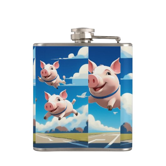 When Pigs Fly Funny Winged Pigs Flachmann (Rückseite)