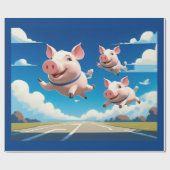 When Pigs Fly Funny Winged Pigs Geschenkpapier (Flach)