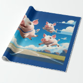 When Pigs Fly Funny Winged Pigs Geschenkpapier (Ungerollt)