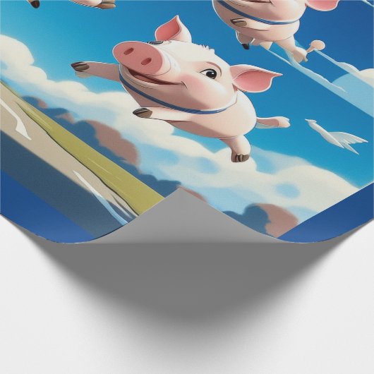 When Pigs Fly Funny Winged Pigs Geschenkpapier (Ecke)