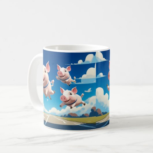 When Pigs Fly Funny Winged Pigs Kaffeetasse (Vorderseite Links)