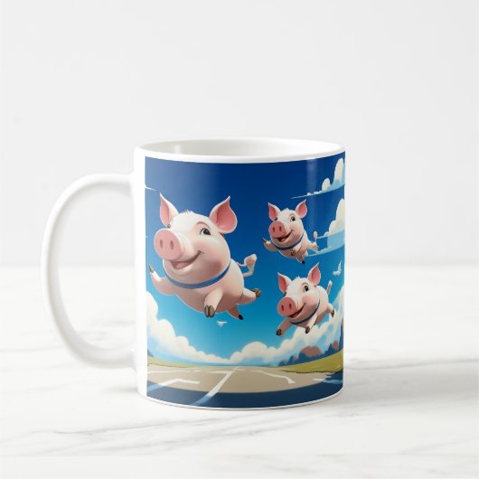 When Pigs Fly Funny Winged Pigs Kaffeetasse (Links)