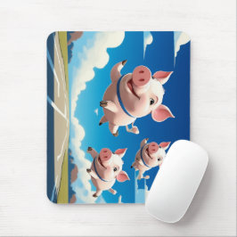 When Pigs Fly Funny Winged Pigs Mousepad