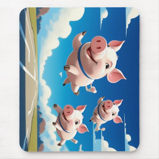 When Pigs Fly Funny Winged Pigs Mousepad (Vorne)