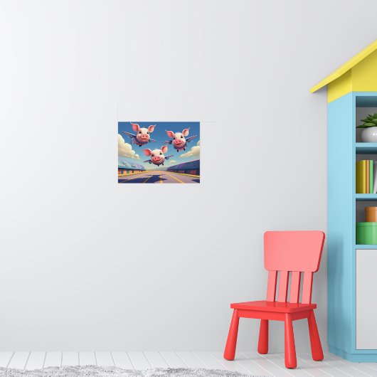 When Pigs Fly Funny Winged Pigs Poster (Kinderzimmer 1)