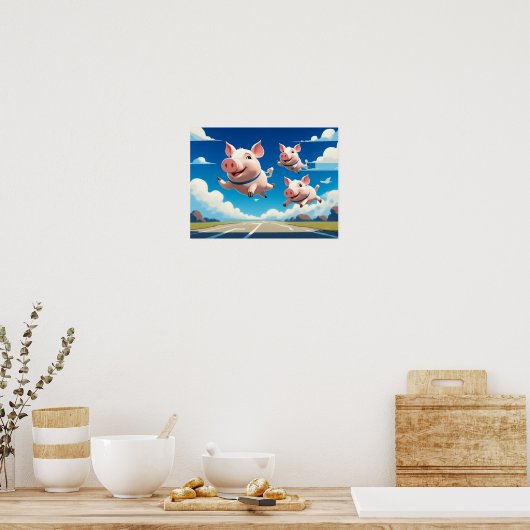 When Pigs Fly Funny Winged Pigs Poster (Küche)