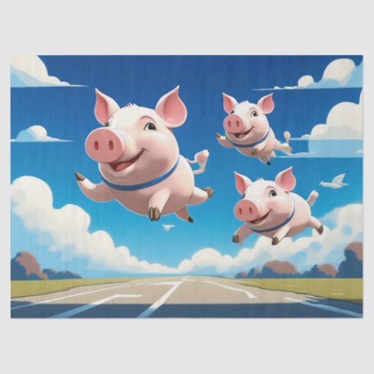 When Pigs Fly Funny Winged Pigs Seidenpapier (Vorderseite)