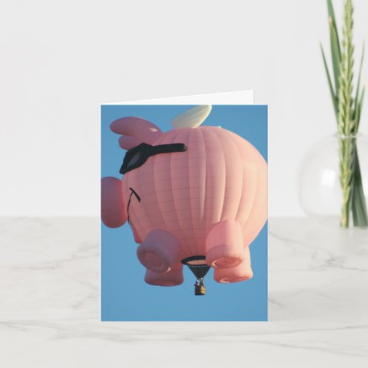 When Pigs Fly Hot Air Balloon Card Karte (Vorderseite)