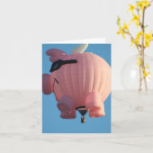 When Pigs Fly Hot Air Balloon Card Karte (Gelbe Blume)