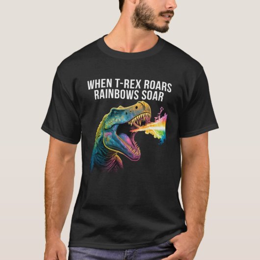 When Rex roars rainbows soar Dinosaur T-Shirt (Vorderseite)