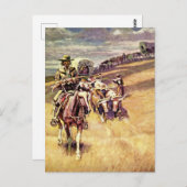 "When Wagon Trains Where Dim" von Charles M Russel Postkarte (Vorne/Hinten)