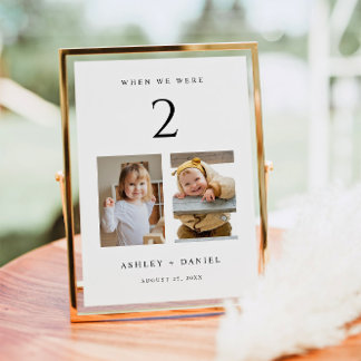 When We Were Age Table Number with Photos Einladung