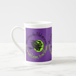 When Witches Go Riding Tis Near Halloween Green Te Porzellantasse