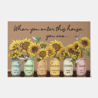 When you enter this house you are, Sunflower Fußmatte