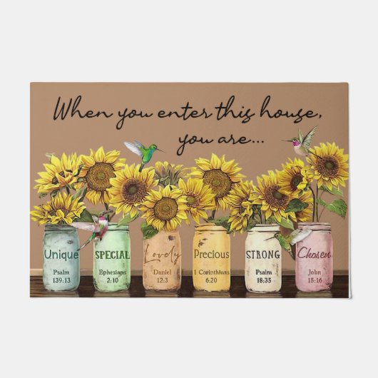 When you enter this house you are, Sunflower Fußmatte (Vorderseite)