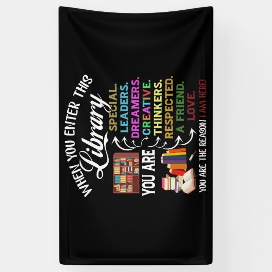 When You Enter This Library Reading Book Worms Banner (Vertikal)