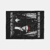 When You're Sleeng Christmas Santa He Sees You  Fleecedecke (Vorderseite (Horizontal))