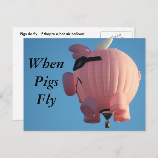 WhenPigsFly Postkarte (Vorne/Hinten)