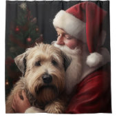 Wheon Terrier mit Weihnachtsmann Weihnachten Duschvorhang (Vorderseite)