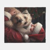 Wheon Terrier mit Weihnachtsmann Weihnachten Fleecedecke (Vorderseite (Horizontal))