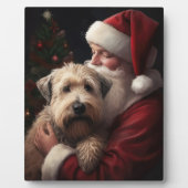 Wheon Terrier mit Weihnachtsmann Weihnachten Fotoplatte (Vorderseite)
