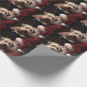 Wheon Terrier mit Weihnachtsmann Weihnachten Geschenkpapier (Ecke)