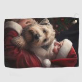 Wheon Terrier mit Weihnachtsmann Weihnachten Golfhandtuch (Horizontal)
