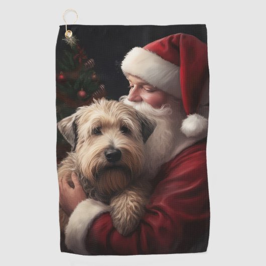 Wheon Terrier mit Weihnachtsmann Weihnachten Golfhandtuch (Vorderseite)