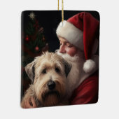Wheon Terrier mit Weihnachtsmann Weihnachten Keramikornament (Rechts)
