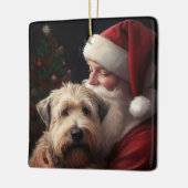 Wheon Terrier mit Weihnachtsmann Weihnachten Keramikornament (Links)
