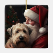 Wheon Terrier mit Weihnachtsmann Weihnachten Keramikornament (Rückseite)